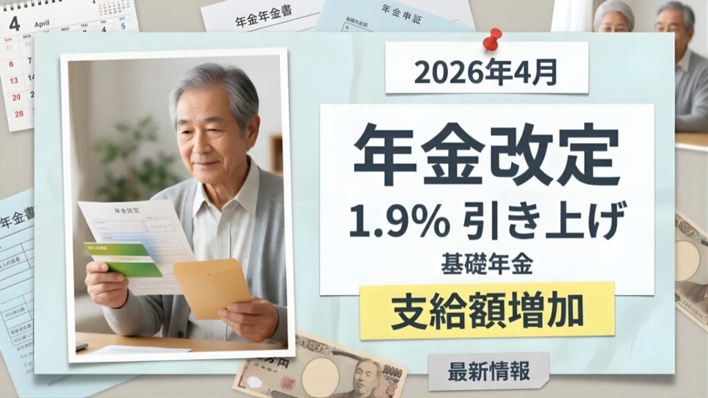 日本年金改定2026年｜基礎年金が1.9％引き上げでいくら増える？