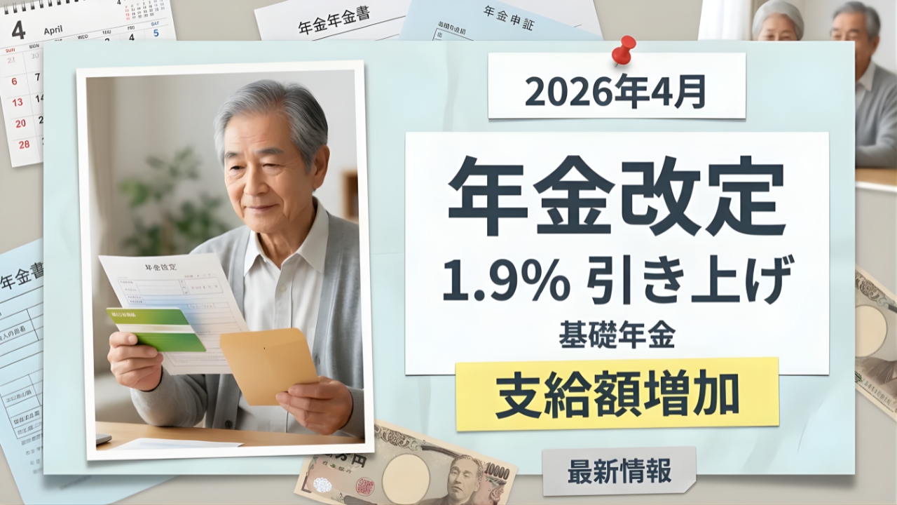 日本年金改定2026年｜基礎年金が1.9％引き上げでいくら増える？